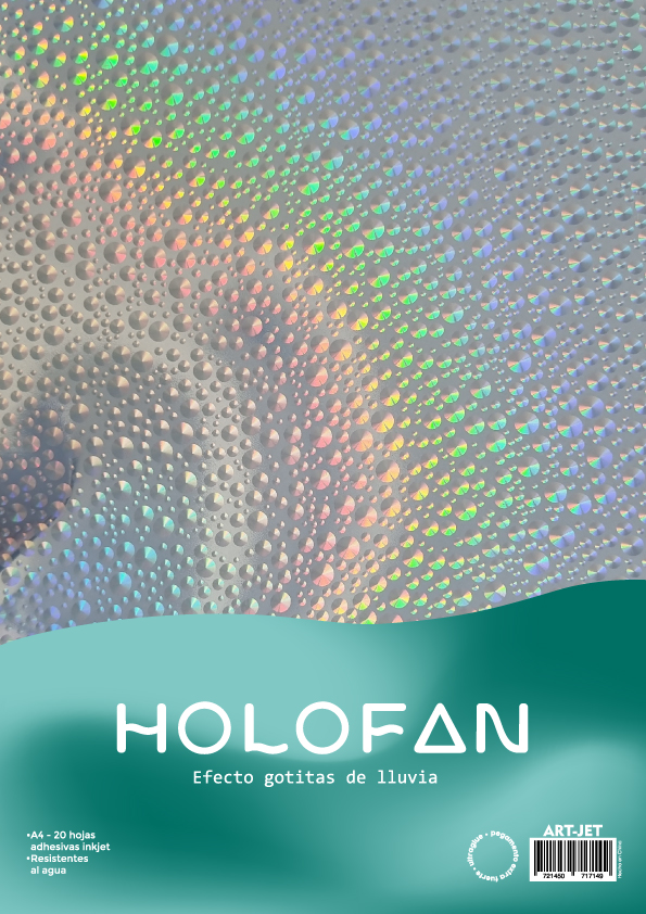 Papel Holofan Holográfico Autoadhesivo Gotitas de Lluvia A4 20h ArtJet