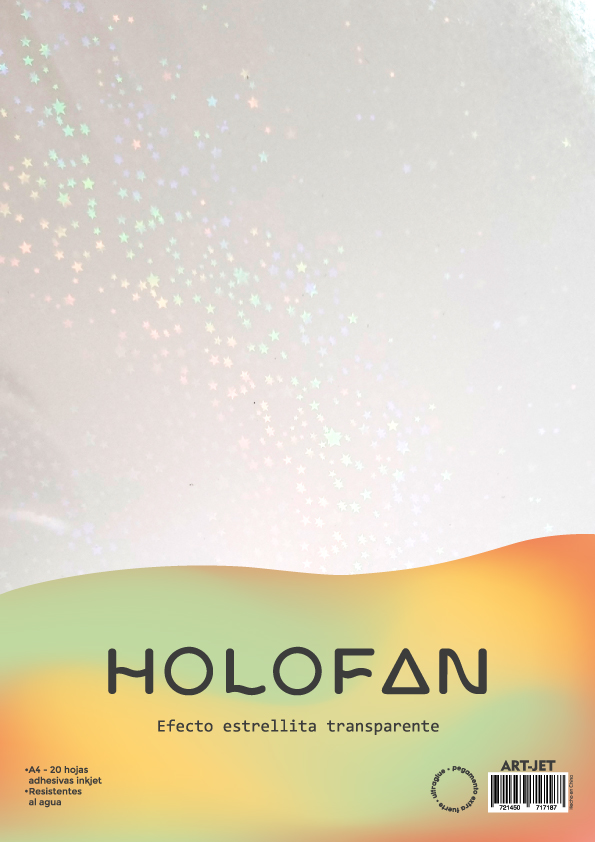 Papel Holofan Holográfico Autoadhesivo  Efecto Estrellita Transparente A4 20h ArtJet