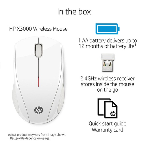 Mouse Optico Inalambrico HP X3000 Blanco