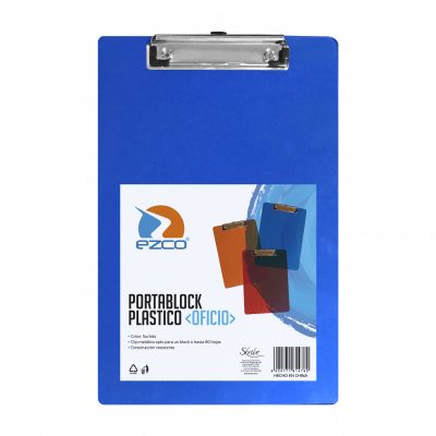 [305200A4A] Portablock Plastico Translucido A4 Azul / Naranja / Celeste