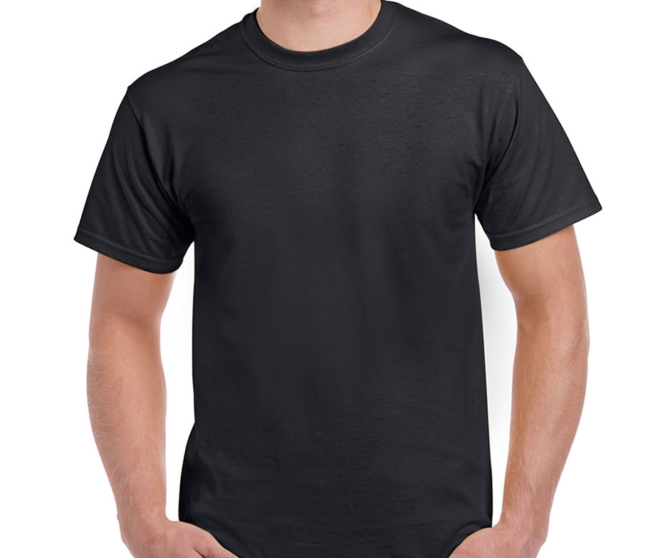 Camiseta negra algodón peinado marca Gildan